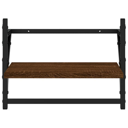 Wall Shelves with Bars 2 pcs Brown Oak 40x25x30 cm - OLBRIT