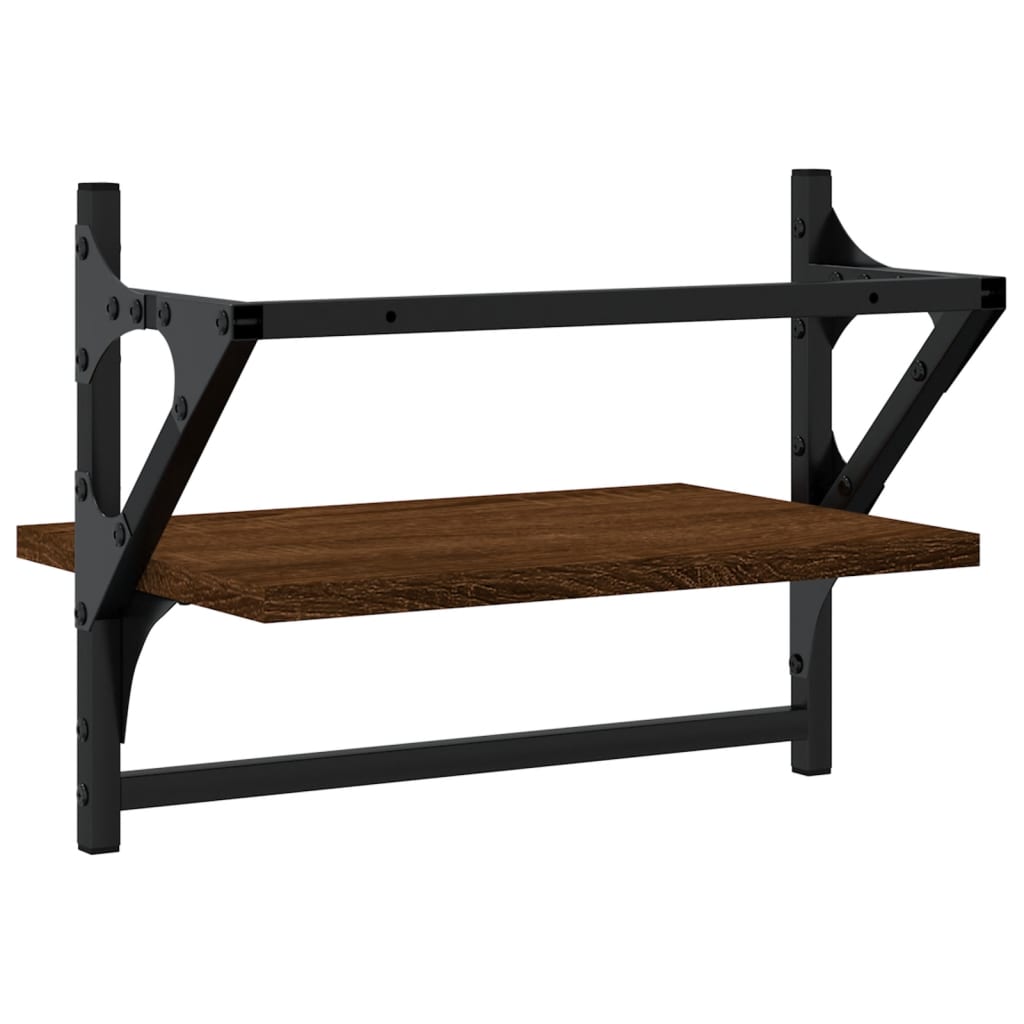 Wall Shelves with Bars 2 pcs Brown Oak 40x25x30 cm - OLBRIT