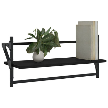 Wall Shelves with Bars 2 pcs Black 65x25x30 cm - OLBRIT