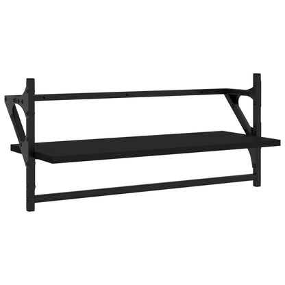 Wall Shelves with Bars 2 pcs Black 65x25x30 cm - OLBRIT