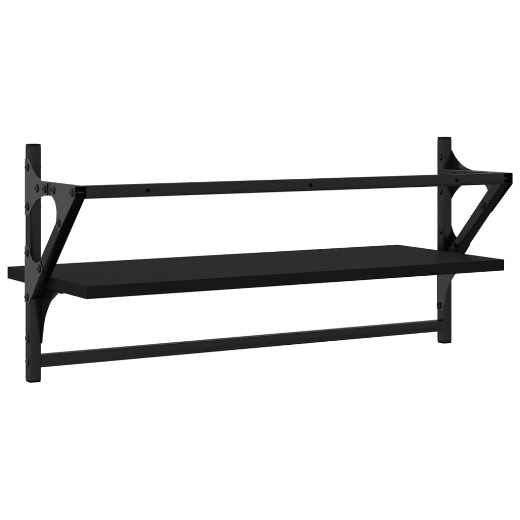 Wall Shelves with Bars 2 pcs Black 65x25x30 cm - OLBRIT