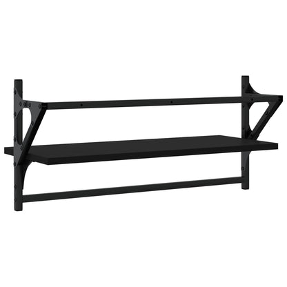 Wall Shelves with Bars 2 pcs Black 65x25x30 cm - OLBRIT