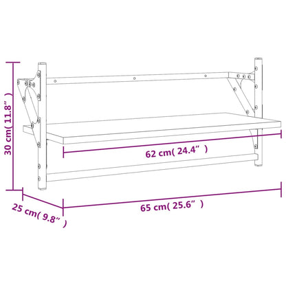 Wall Shelves with Bars 2 pcs Black 65x25x30 cm - OLBRIT