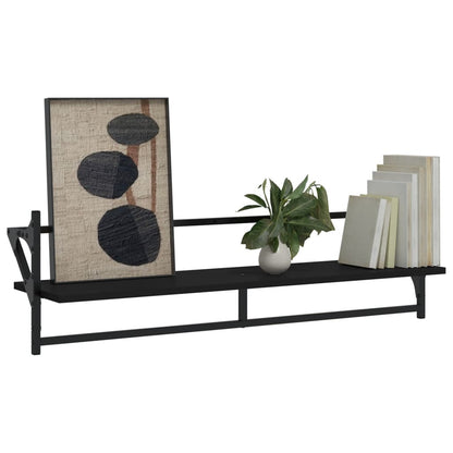Wall Shelves with Bars 2 pcs Black 100x25x30 cm - OLBRIT