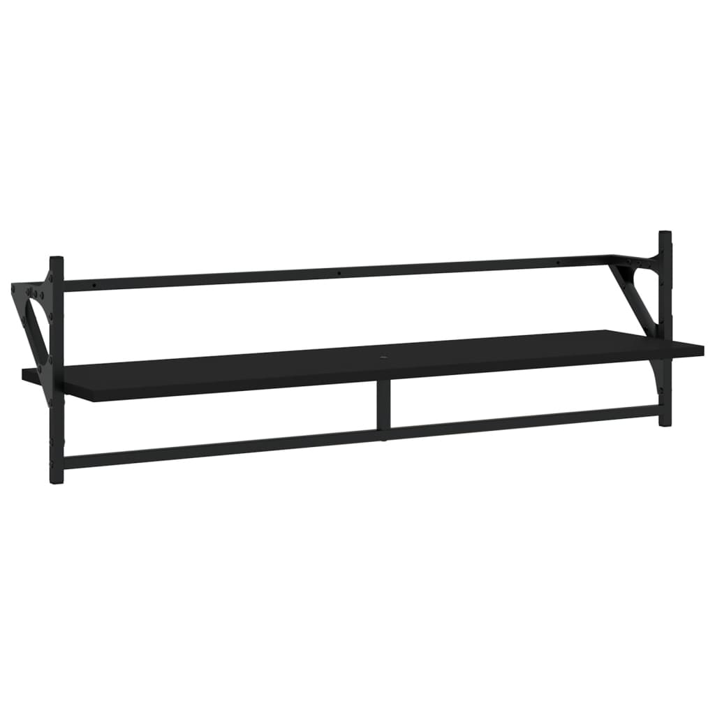 Wall Shelves with Bars 2 pcs Black 100x25x30 cm - OLBRIT