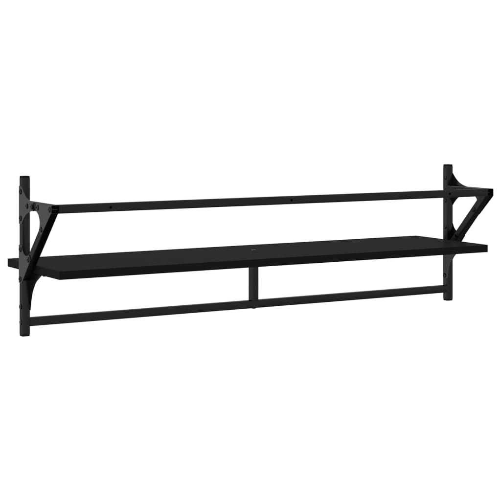 Wall Shelves with Bars 2 pcs Black 100x25x30 cm - OLBRIT