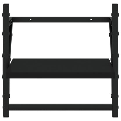 6 Piece Wall Shelf Set with Bars Black Engineered Wood - OLBRIT