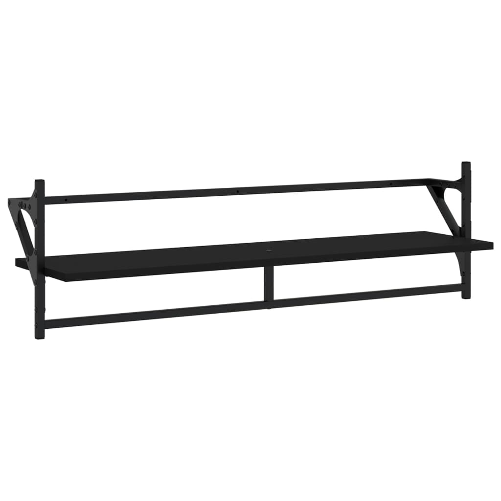 6 Piece Wall Shelf Set with Bars Black Engineered Wood - OLBRIT