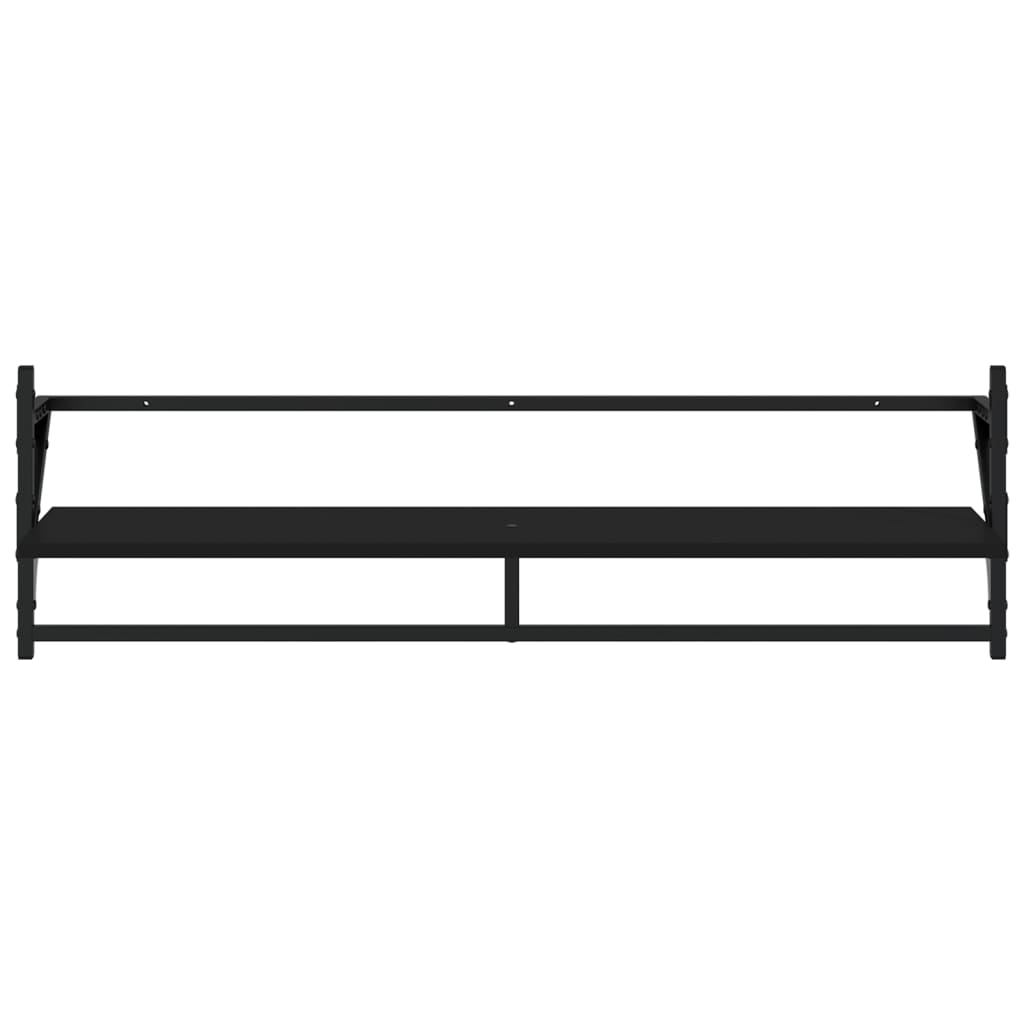 6 Piece Wall Shelf Set with Bars Black Engineered Wood - OLBRIT
