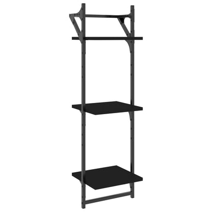 6 Piece Wall Shelf Set with Bars Black Engineered Wood - OLBRIT