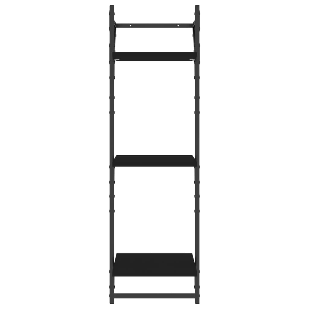 6 Piece Wall Shelf Set with Bars Black Engineered Wood - OLBRIT