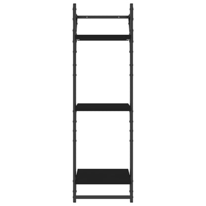 6 Piece Wall Shelf Set with Bars Black Engineered Wood - OLBRIT