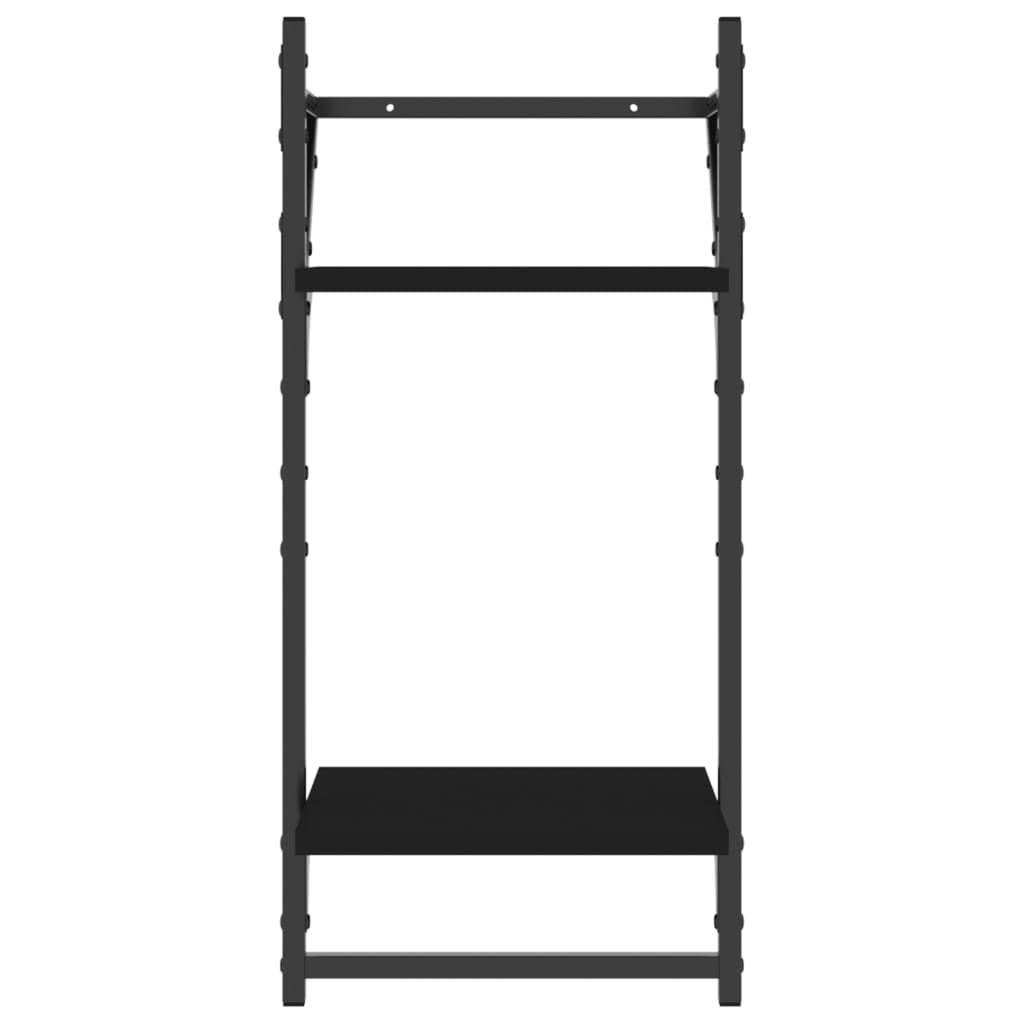 6 Piece Wall Shelf Set with Bars Black Engineered Wood - OLBRIT