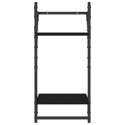 6 Piece Wall Shelf Set with Bars Black Engineered Wood - OLBRIT