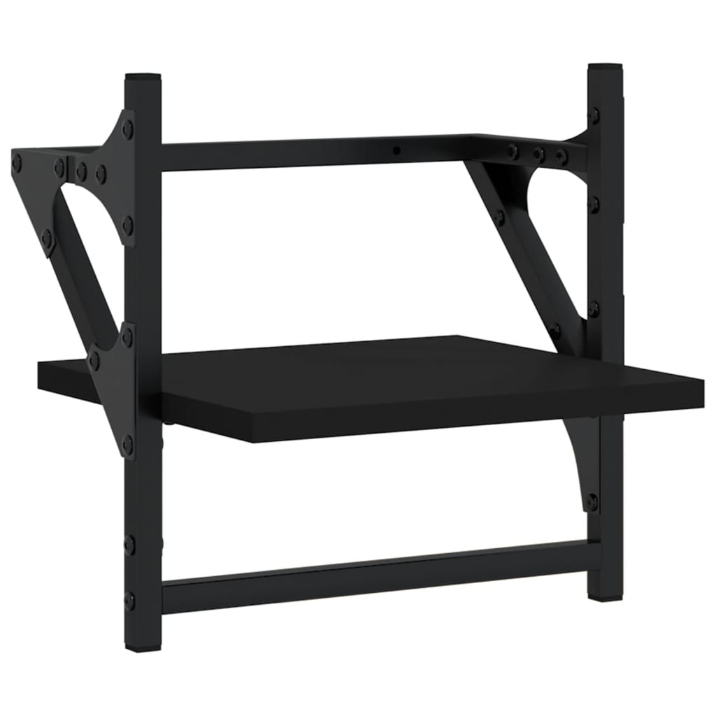 6 Piece Wall Shelf Set with Bars Black Engineered Wood - OLBRIT