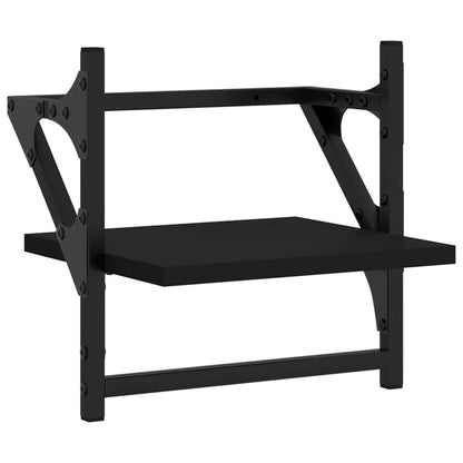 6 Piece Wall Shelf Set with Bars Black Engineered Wood - OLBRIT