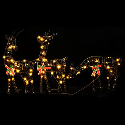 Christmas Reindeer Families 2 pcs 180 LEDs Warm White Rattan - OLBRIT