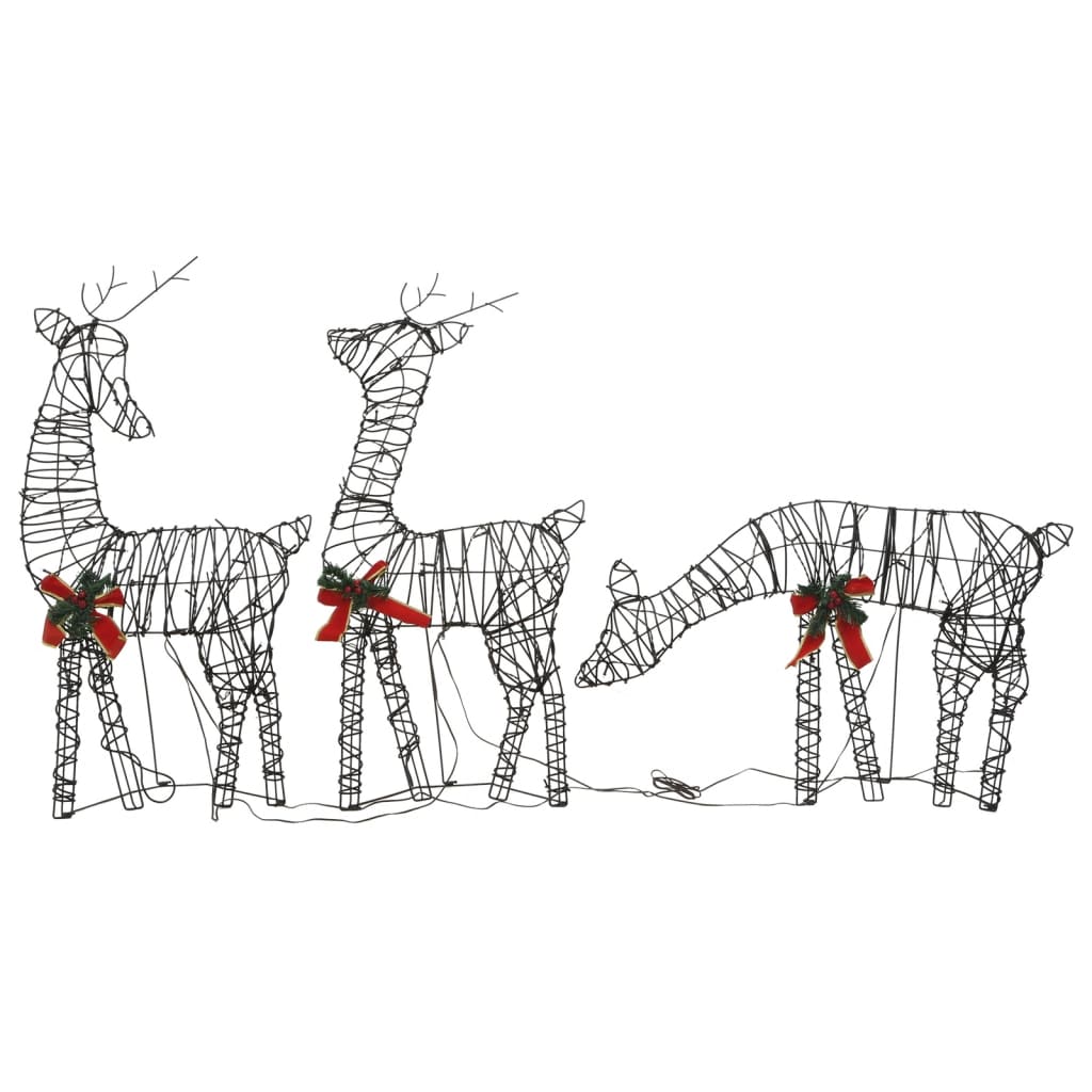 Christmas Reindeer Families 2 pcs 180 LEDs Warm White Rattan - OLBRIT