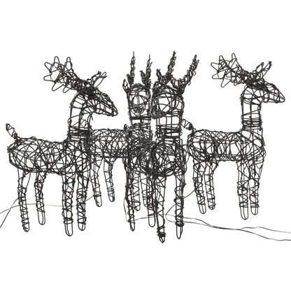Christmas Decorations 4 pcs Reindeers 160 LEDs Warm White Rattan - OLBRIT