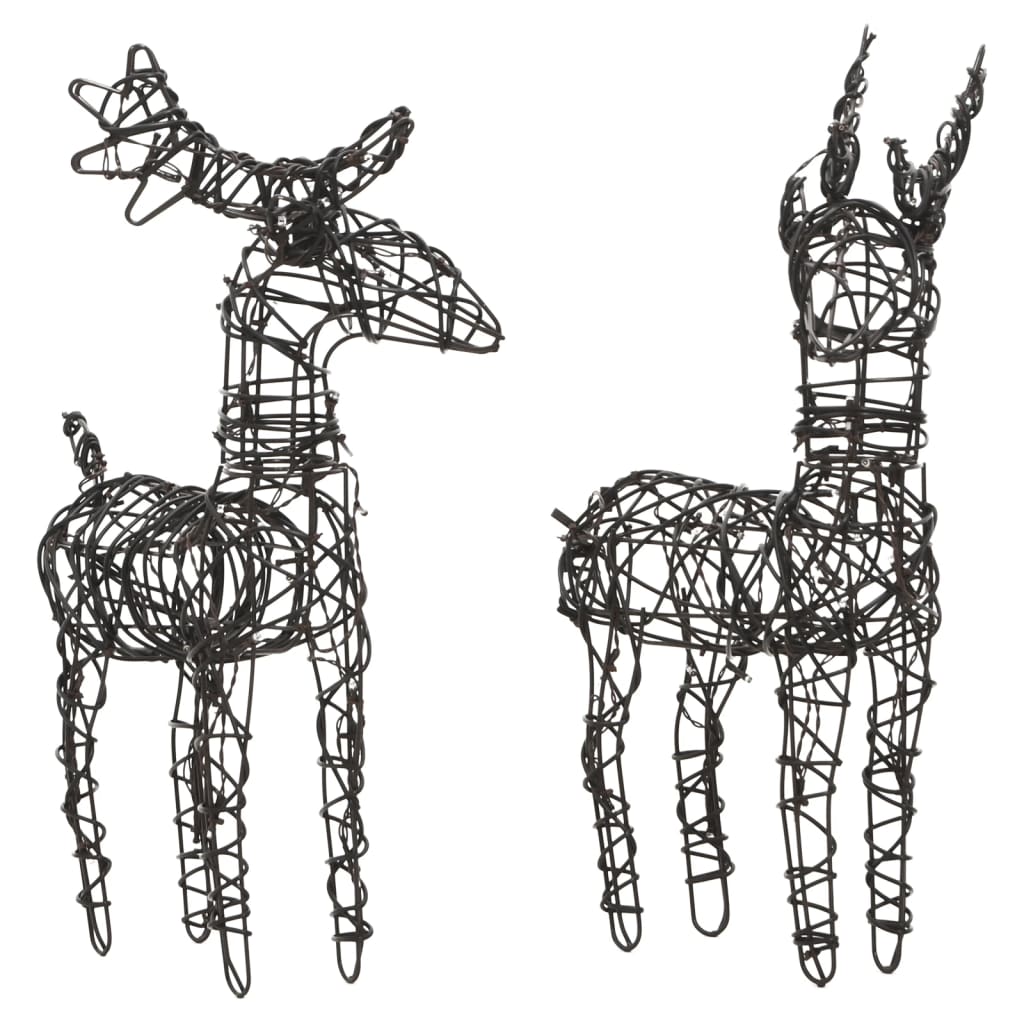 Christmas Decorations 4 pcs Reindeers 160 LEDs Warm White Rattan - OLBRIT