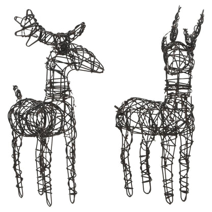 Christmas Decorations 4 pcs Reindeers 160 LEDs Warm White Rattan - OLBRIT