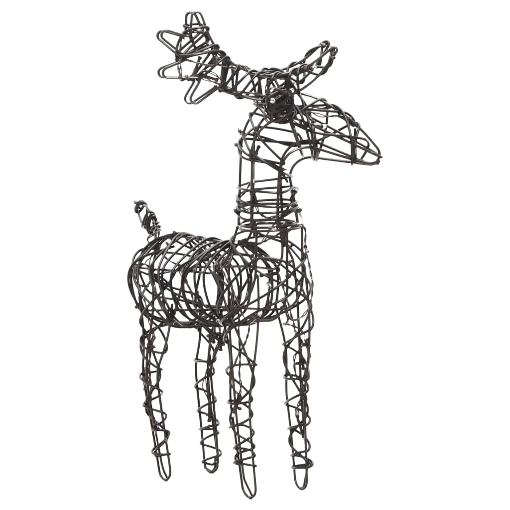Christmas Decorations 4 pcs Reindeers 160 LEDs Warm White Rattan - OLBRIT