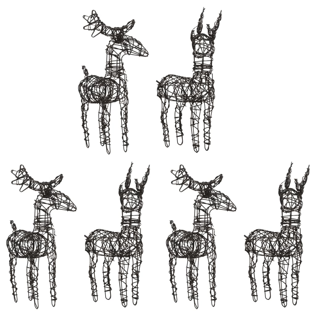 Christmas Decorations 6 pcs Reindeers 240 LEDs Warm White Rattan - OLBRIT