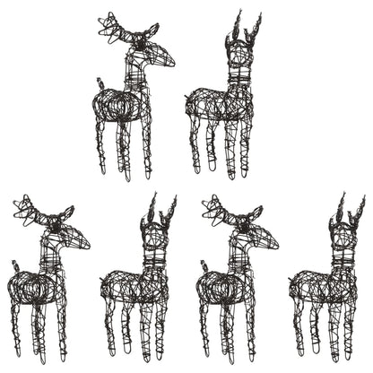 Christmas Decorations 6 pcs Reindeers 240 LEDs Warm White Rattan - OLBRIT