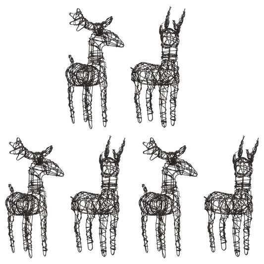 Christmas Decorations 6 pcs Reindeers 240 LEDs Warm White Rattan - OLBRIT