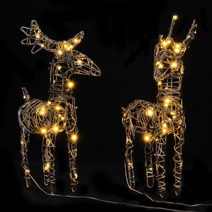 Christmas Decorations 6 pcs Reindeers 240 LEDs Warm White Rattan - OLBRIT