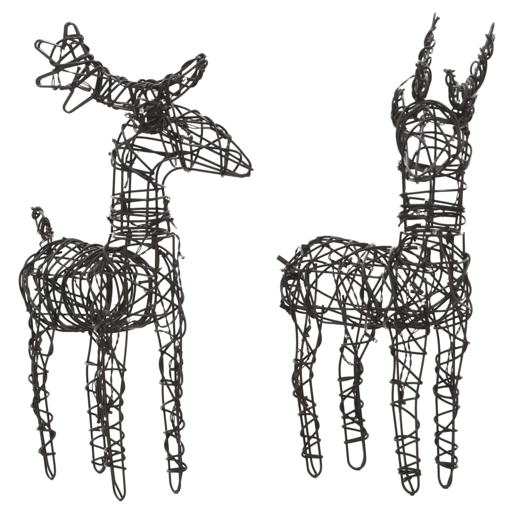 Christmas Decorations 6 pcs Reindeers 240 LEDs Warm White Rattan - OLBRIT