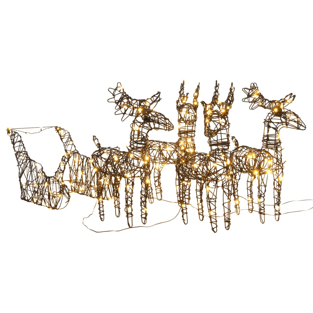 Christmas Decoration Reindeers & Sleighs 240 LEDs Warm White Rattan - OLBRIT