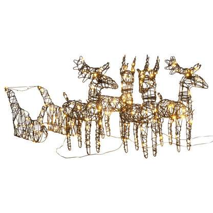Christmas Decoration Reindeers & Sleighs 240 LEDs Warm White Rattan - OLBRIT