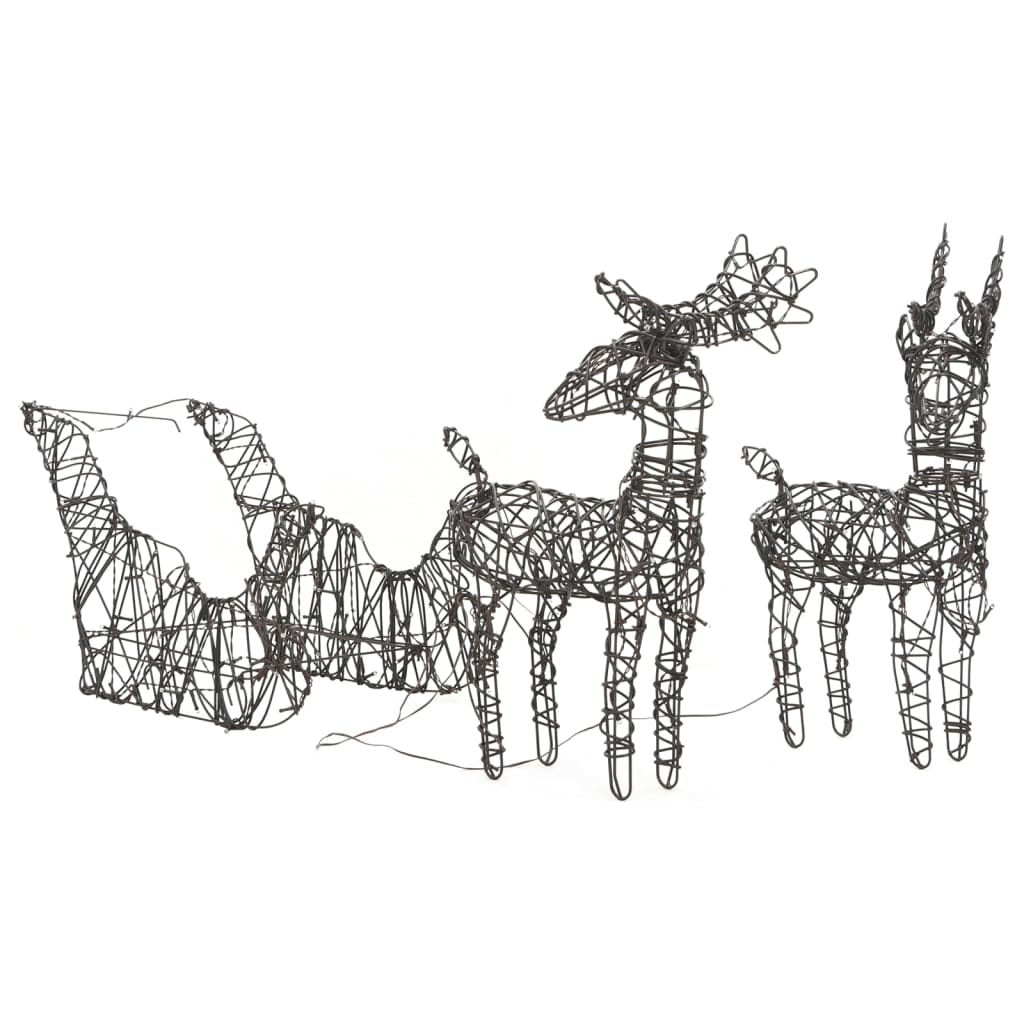 Christmas Decoration Reindeers & Sleighs 240 LEDs Warm White Rattan - OLBRIT