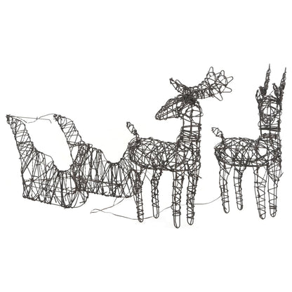 Christmas Decoration Reindeers & Sleighs 240 LEDs Warm White Rattan - OLBRIT