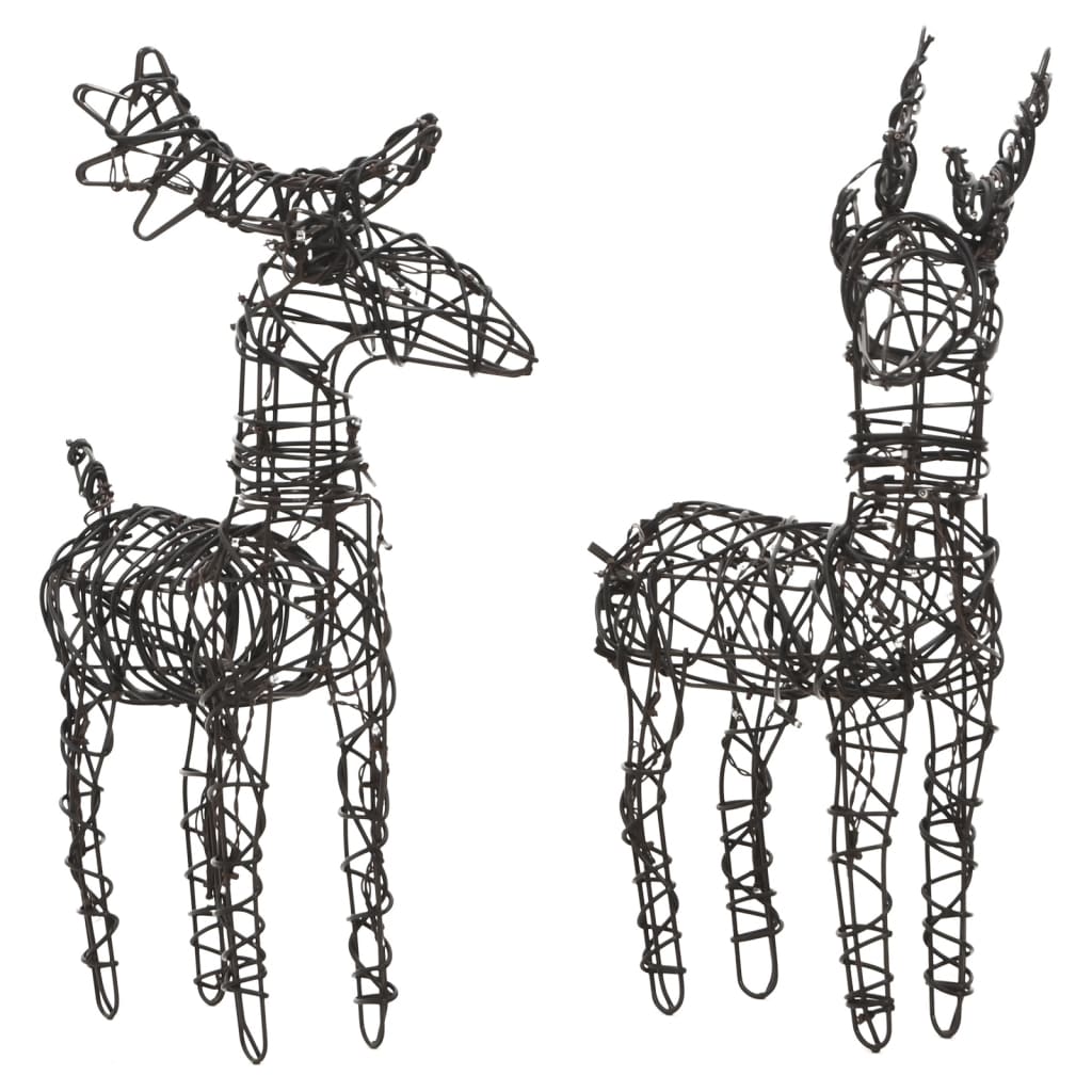 Christmas Decoration Reindeers & Sleighs 240 LEDs Warm White Rattan - OLBRIT