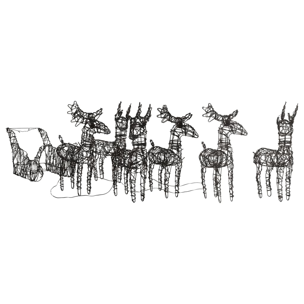 Christmas Decoration Reindeers & Sleighs 320 LEDs Warm White Rattan - OLBRIT