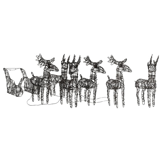 Christmas Decoration Reindeers & Sleighs 320 LEDs Warm White Rattan - OLBRIT