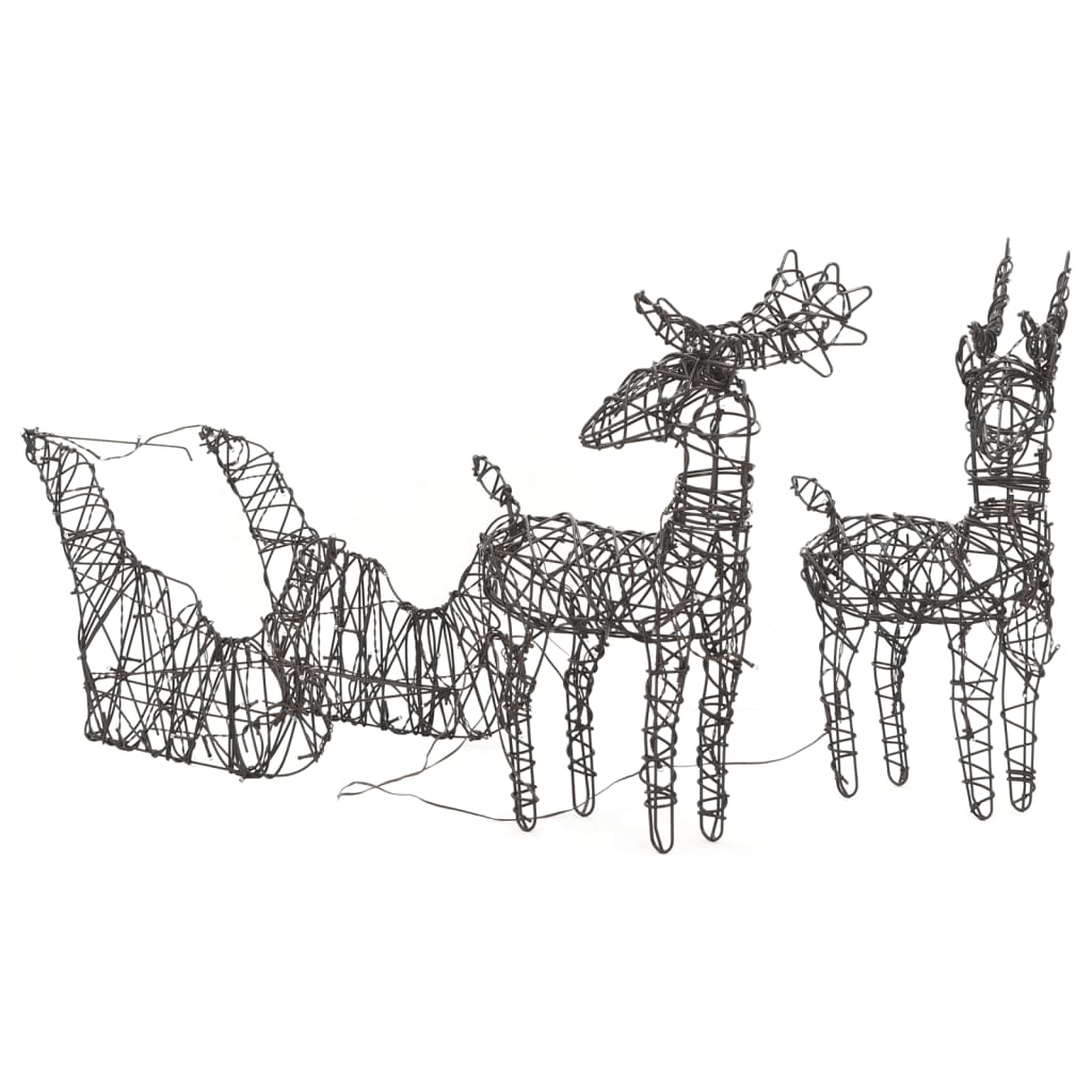 Christmas Decoration Reindeers & Sleighs 320 LEDs Warm White Rattan - OLBRIT