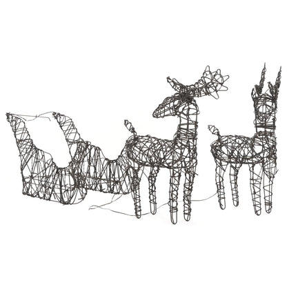 Christmas Decoration Reindeers & Sleighs 320 LEDs Warm White Rattan - OLBRIT
