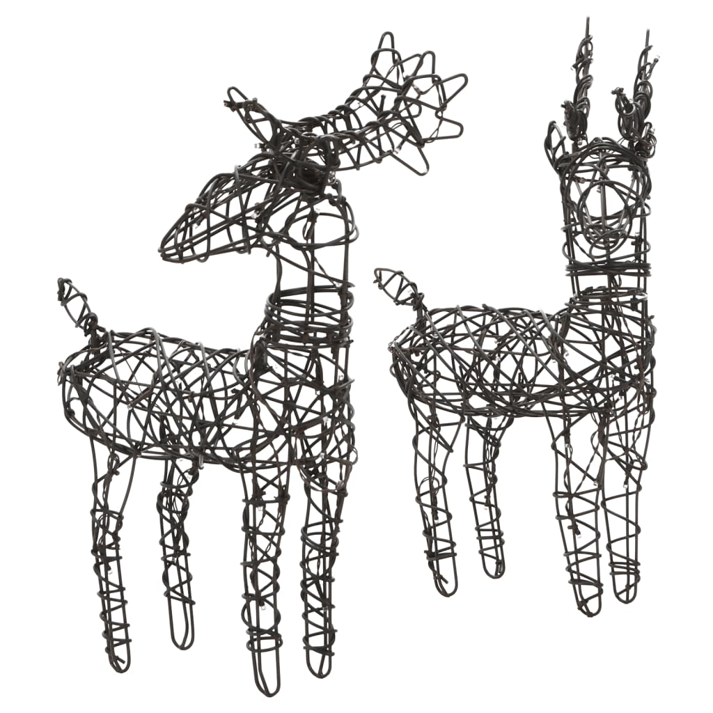 Christmas Decoration Reindeers & Sleighs 320 LEDs Warm White Rattan - OLBRIT