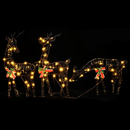Christmas Decoration Reindeer Family 90 LEDs Warm White Rattan - OLBRIT