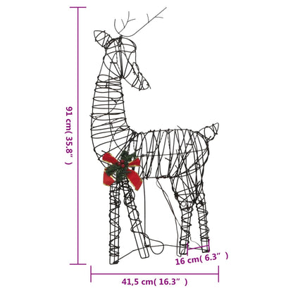 Christmas Decoration Reindeer Family 90 LEDs Warm White Rattan - OLBRIT