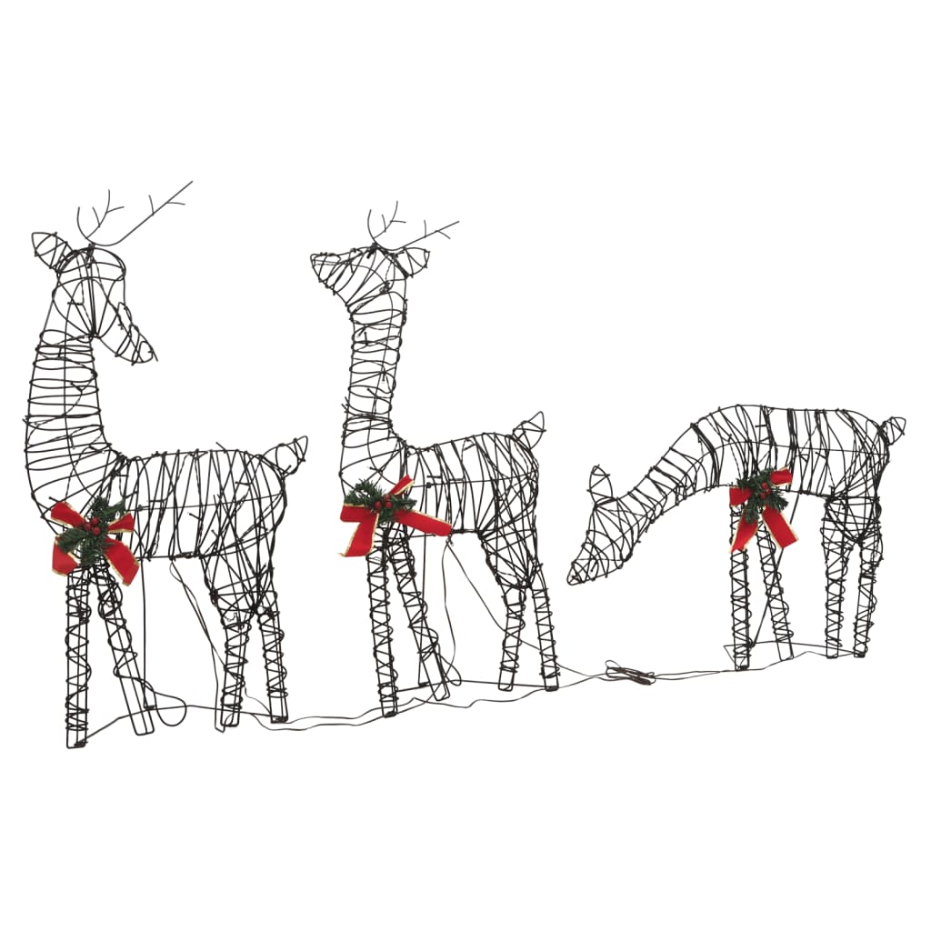 Christmas Decoration Reindeer Family 90 LEDs Warm White Rattan - OLBRIT