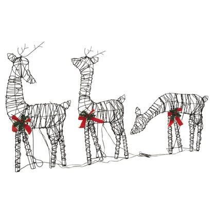 Christmas Decoration Reindeer Family 90 LEDs Warm White Rattan - OLBRIT