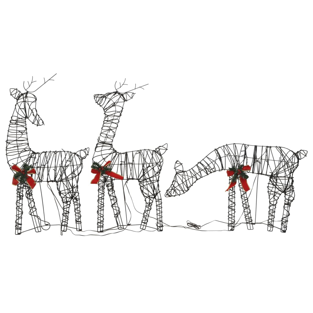 Christmas Decoration Reindeer Family 90 LEDs Warm White Rattan - OLBRIT