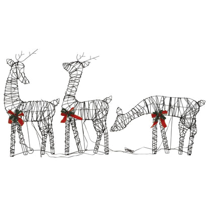 Christmas Decoration Reindeer Family 90 LEDs Warm White Rattan - OLBRIT
