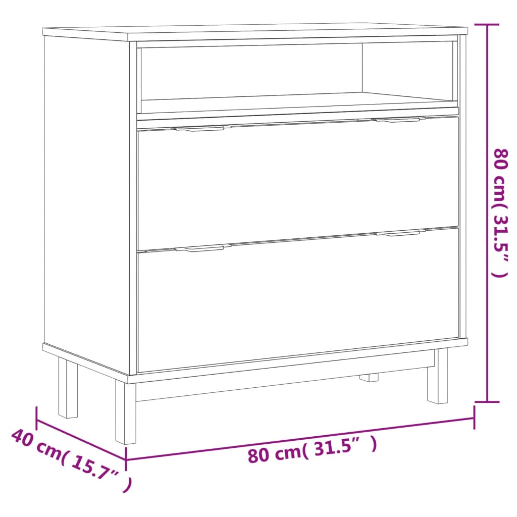 Drawer Cabinet FLAM 80x40x80 cm Solid Wood Pine - OLBRIT