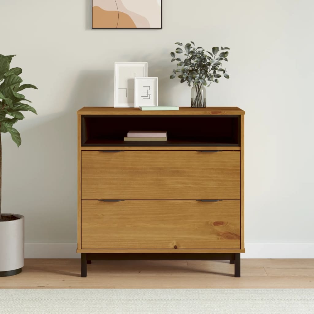 Drawer Cabinet FLAM 80x40x80 cm Solid Wood Pine - OLBRIT