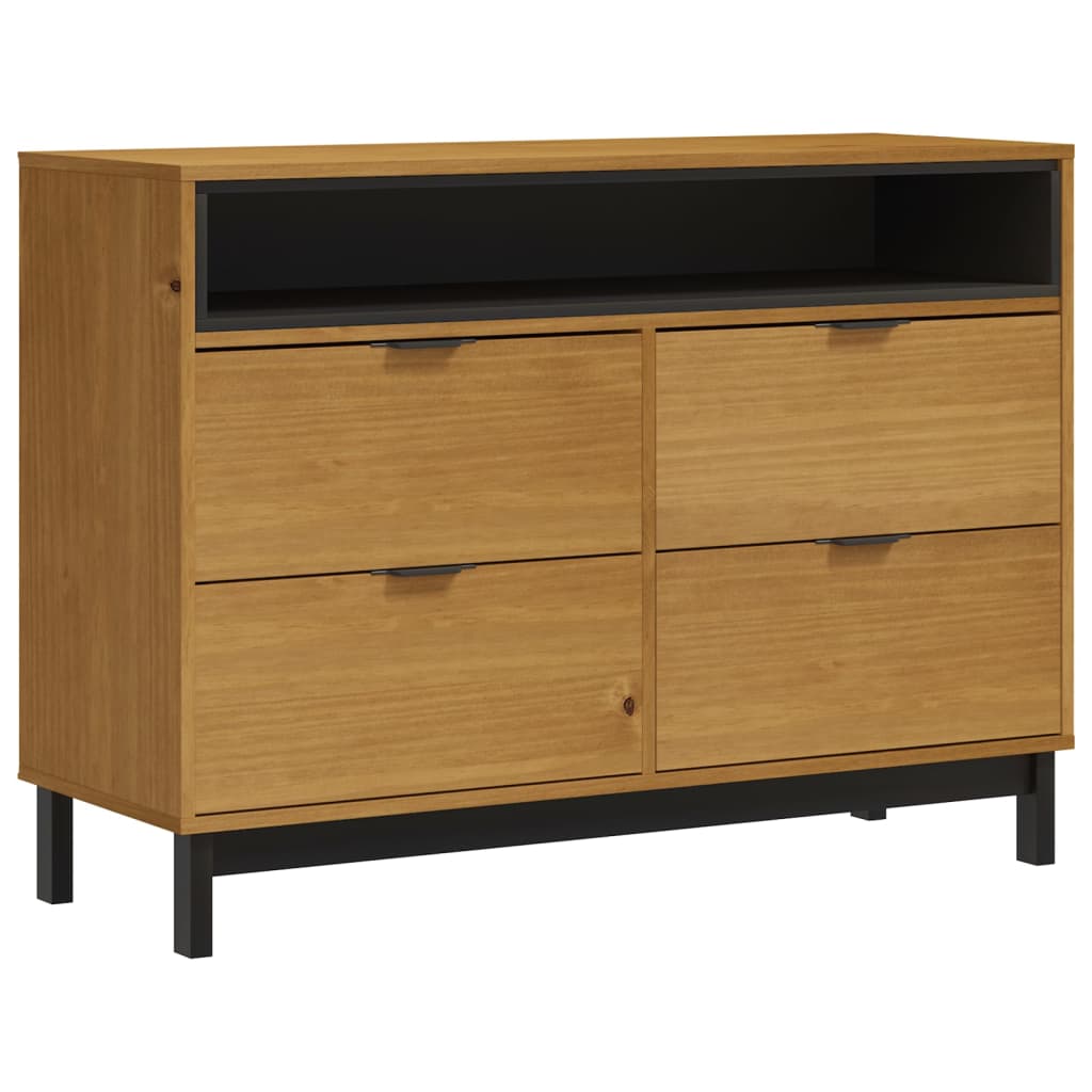 Drawer Cabinet FLAM 110x40x80 cm Solid Wood Pine - OLBRIT